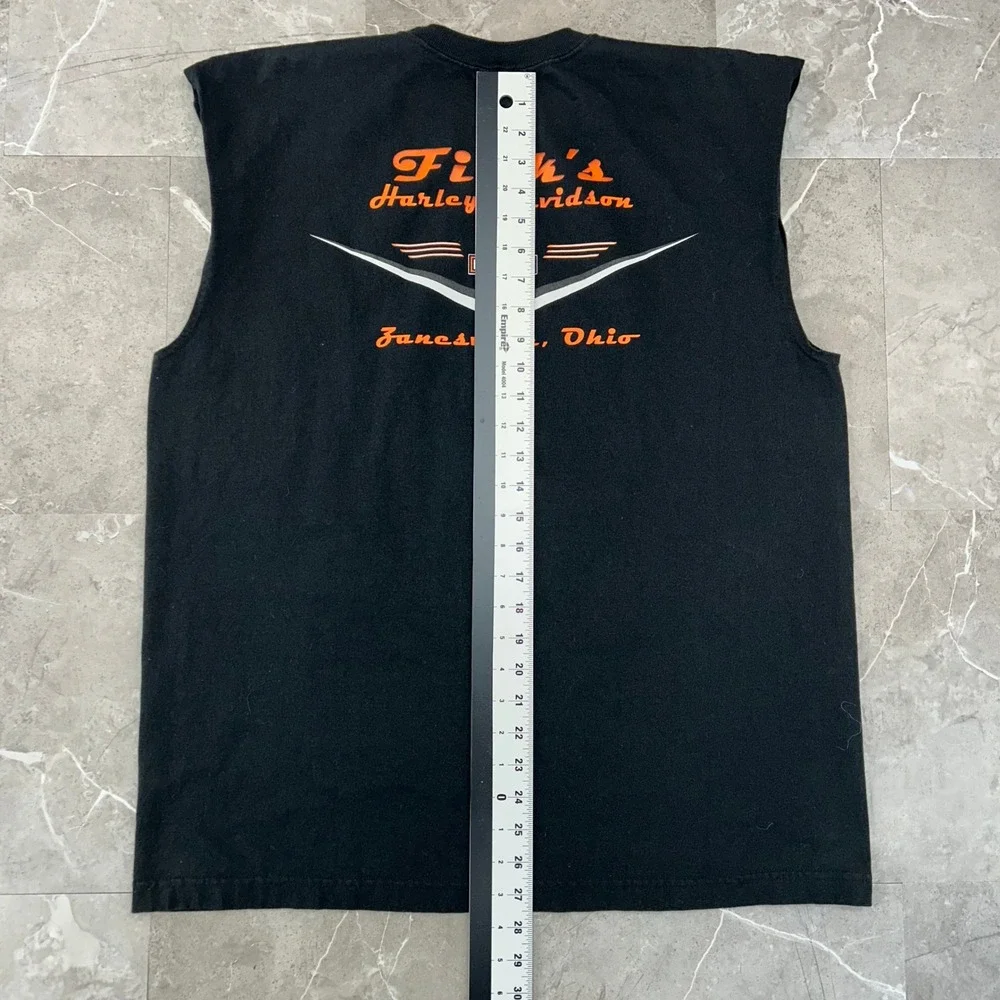 Vintage Harley Davidson Graphic Tee Mens XL Sleeveless Dragon Ohio Shirt Black